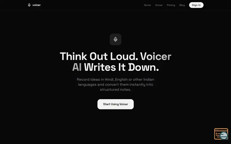 Screenshot of Voicer AI 