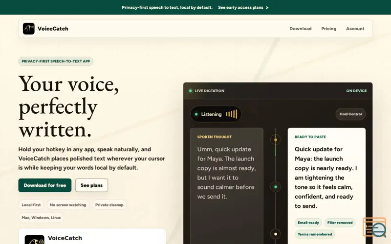 Screenshot of VoiceCatch
