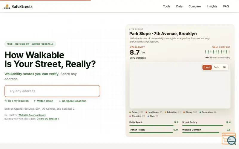 Screenshot of SafeStreets by Streets & Commons