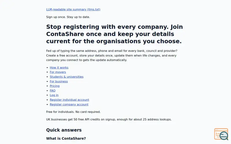 Screenshot of ContaShare