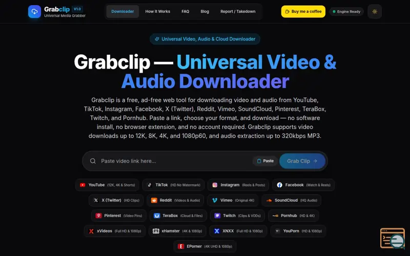 Screenshot of Grabclip: Download Any Video or Audio, a launch using Dailymotion