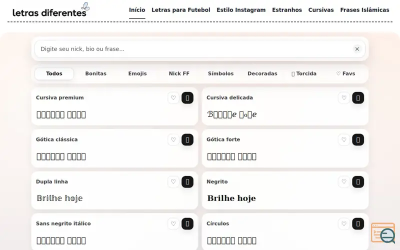 Screenshot of Letras Diferentes