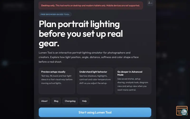 Screenshot of Lumen Tool