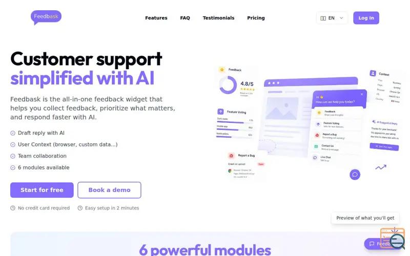 Screenshot of Feedbask, a launch using Refindie