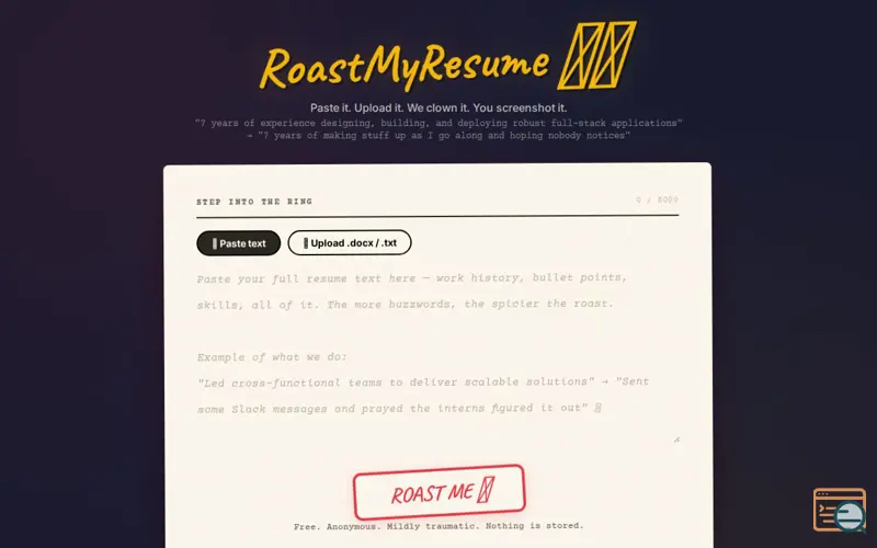 Screenshot of Roast My Resume