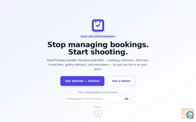 Screenshot of BookThisWay