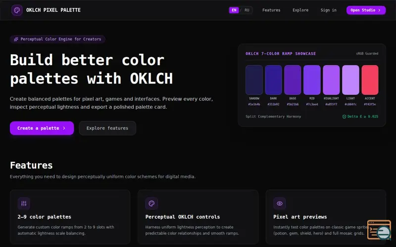 Screenshot of OKLCH Pixel Palette