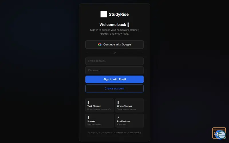 Screenshot of StudyRise launch, a launch using YourFilter