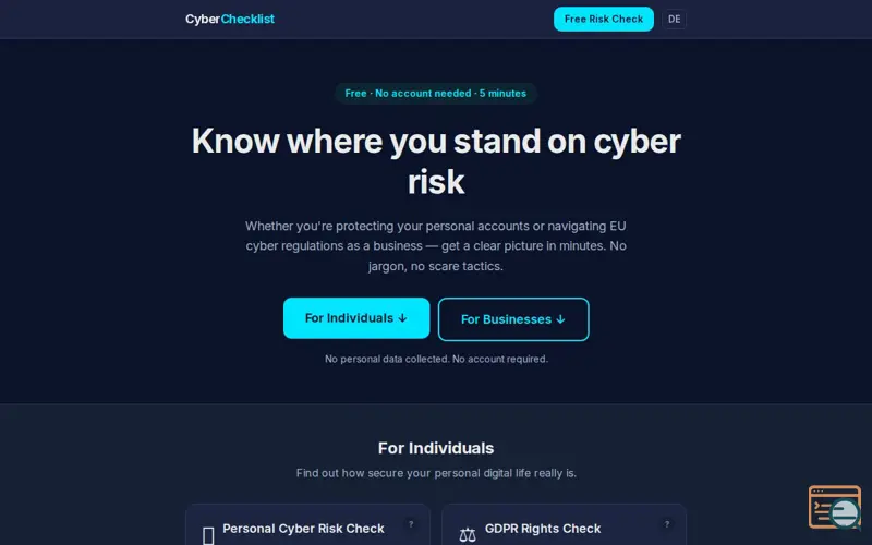 Screenshot of CyberChecklist