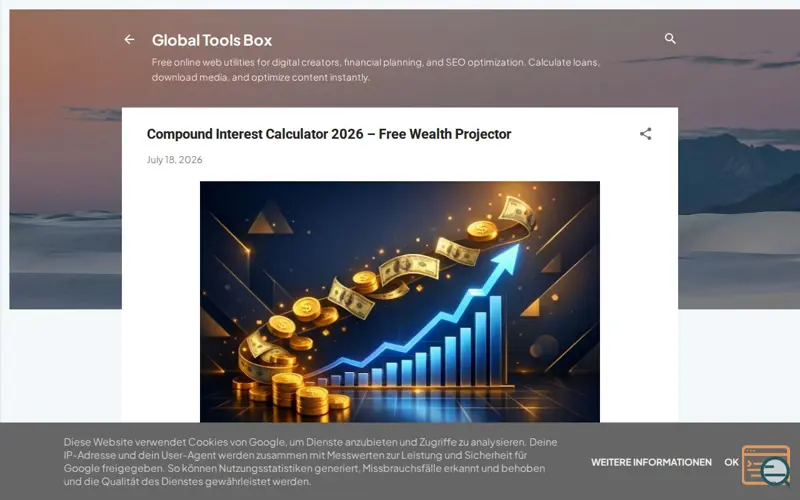 Screenshot of Compound Interest Calculator, a launch using Blogger