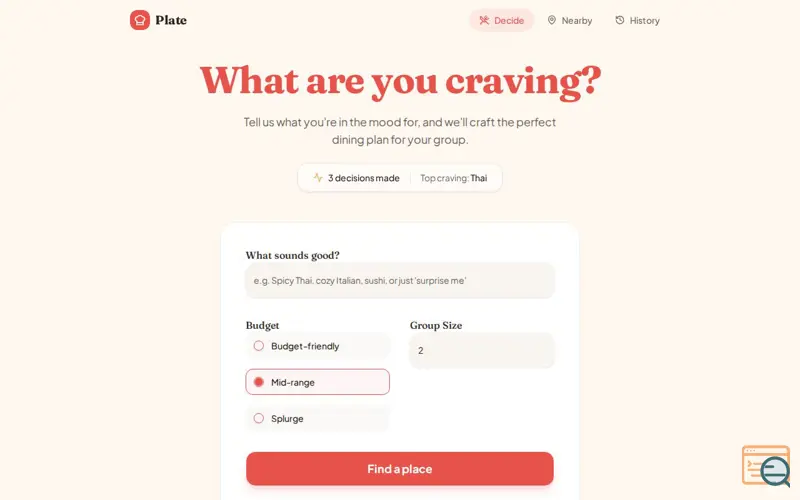 Screenshot of Restaurant Decision Assistant