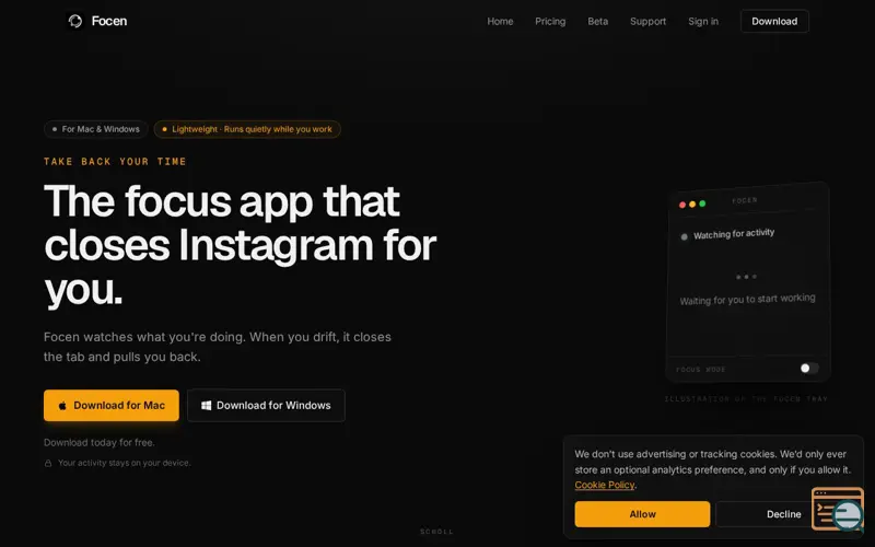 Screenshot of Focen
