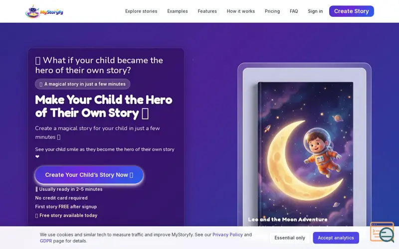 Screenshot of MyStoryfy