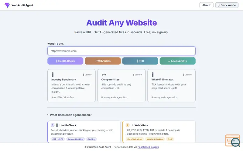 Screenshot of Web Audit Agent 