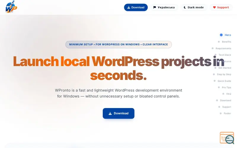 Screenshot of WPronto