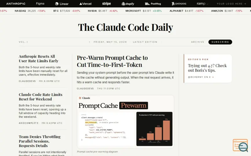 Screenshot of The Claude Code Daily
