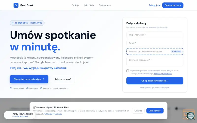 Screenshot of MeetBook, a launch using home.pl
