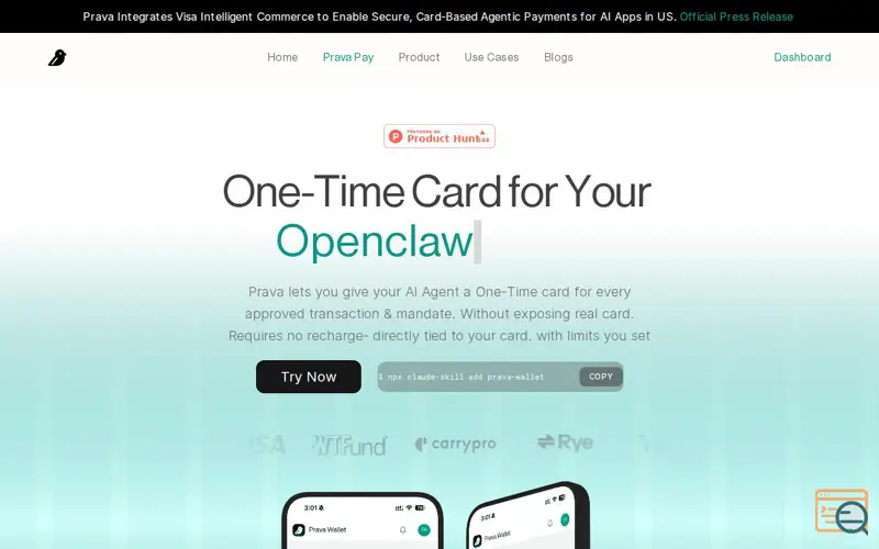 Screenshot of Prava Pay, a launch using Octolane