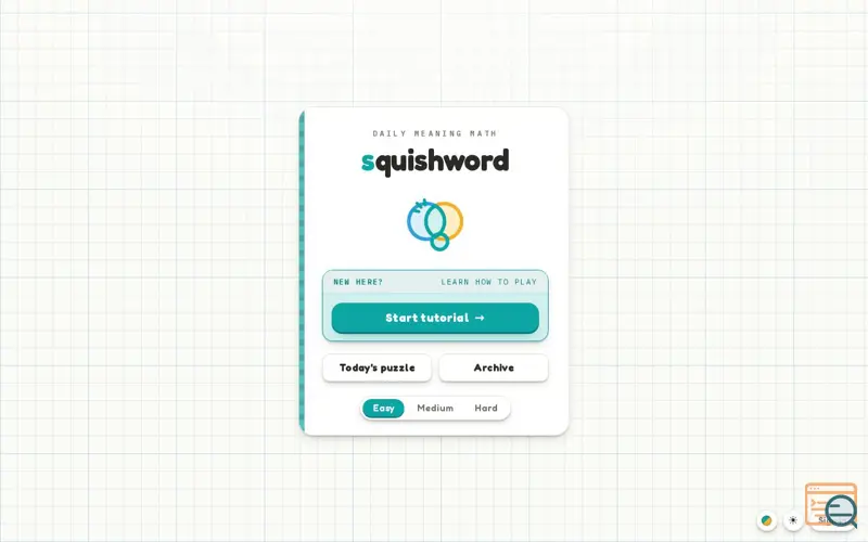 Screenshot of Squishword — daily meaning math