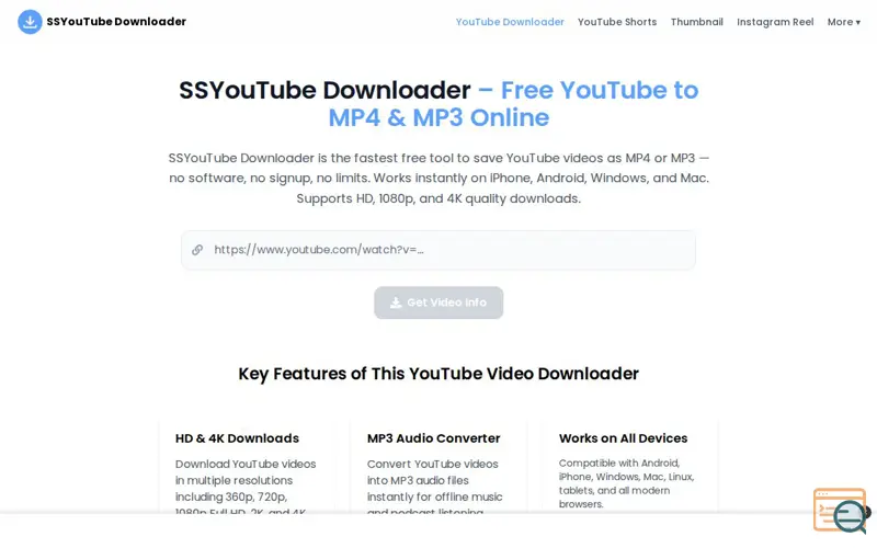 Screenshot of SSYouTube Downloader, a launch using nap5k Ad Network