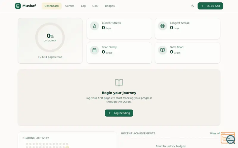 Screenshot of Mushaf — Quran Progress Tracker