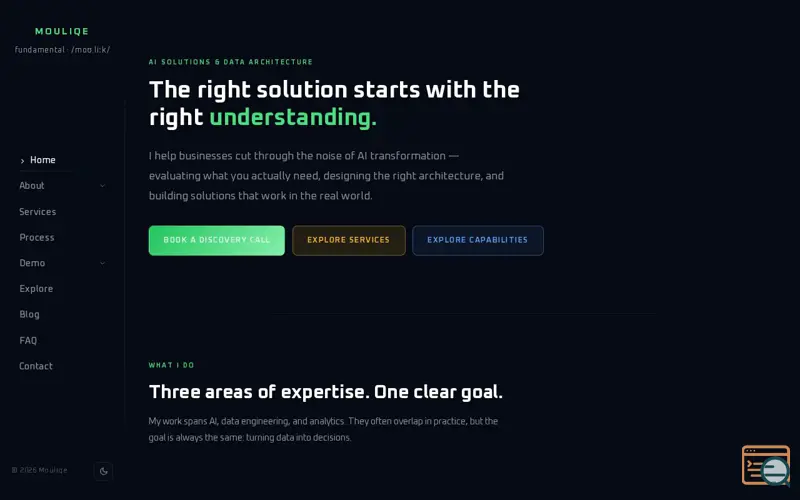 Screenshot of Mouliqe AI Consulting