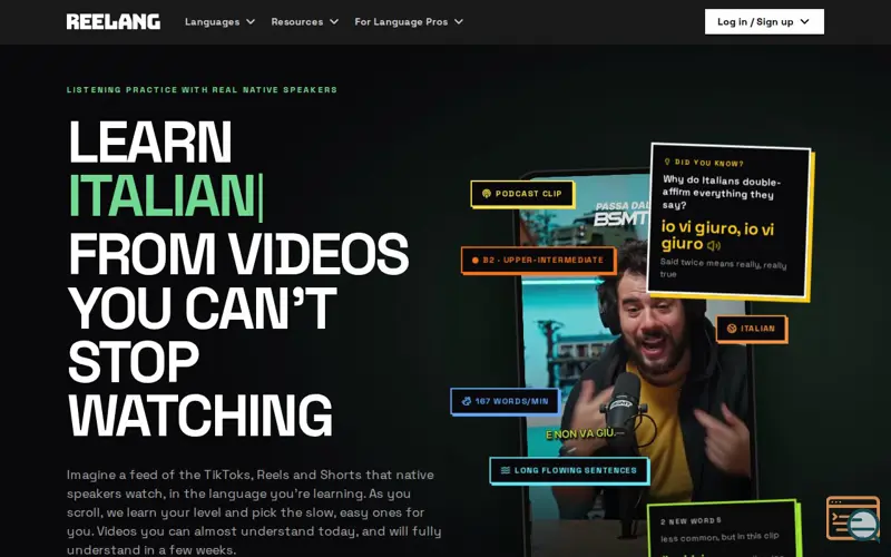 Screenshot of Reelang