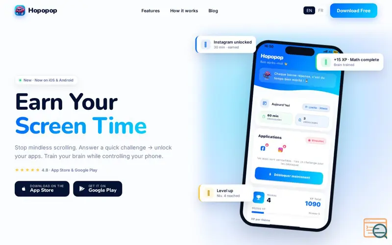 Screenshot of Hopopop - Earn Your Scroll, a launch using LWS