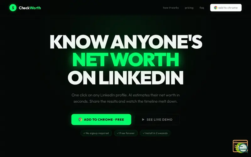 Screenshot of CheckWorth