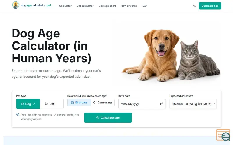 Screenshot of Dog Age Calculator