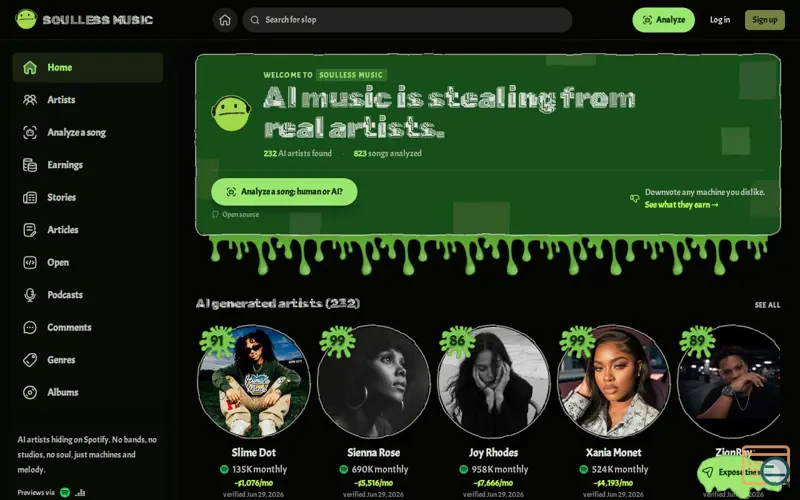 Screenshot of Soulless Music