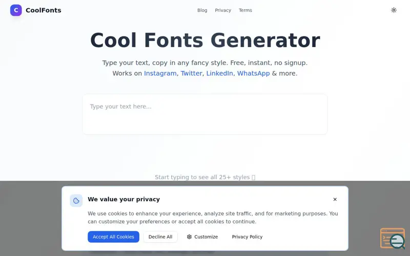 Screenshot of CoolFonts