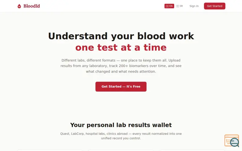 Screenshot of BloodId, a launch using Unlimited.rs DNS