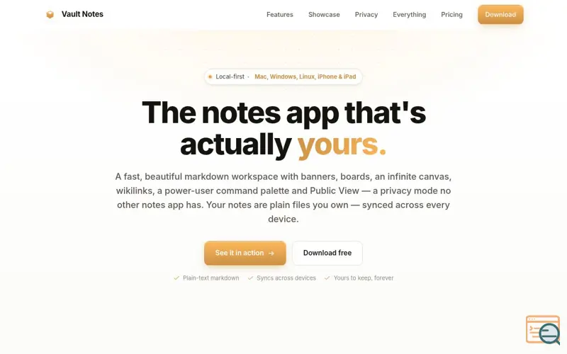 Screenshot of Vault Notes — The notes app that's actually yours