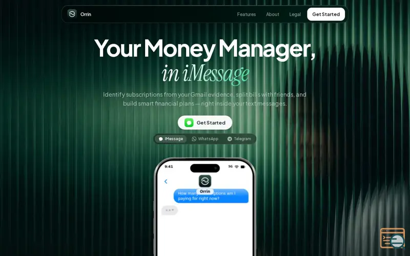 Screenshot of Orrin - Personal Money Agent in iMessage