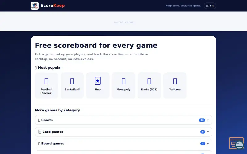 Screenshot of ScoreKeep