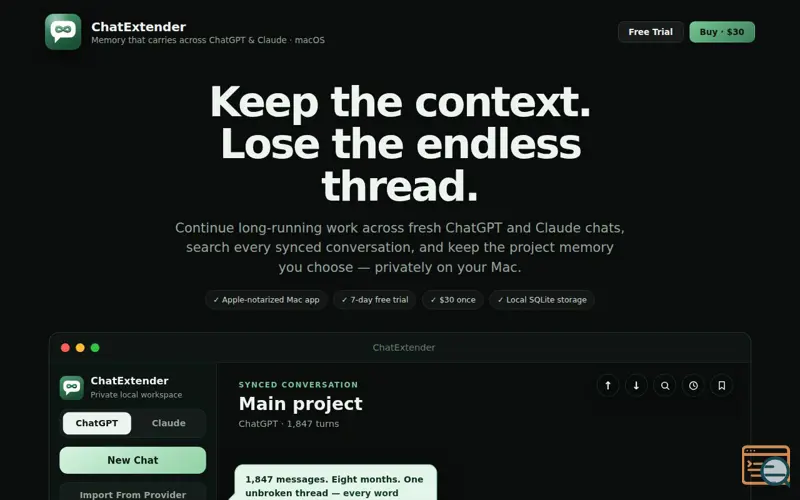 Screenshot of ChatExtender