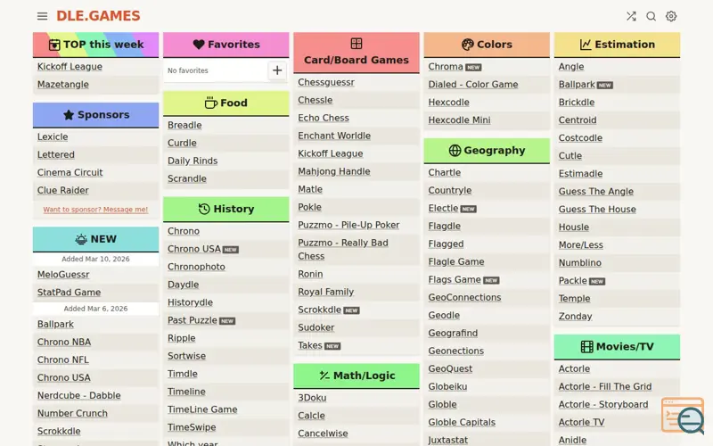 Screenshot of DLE.Games