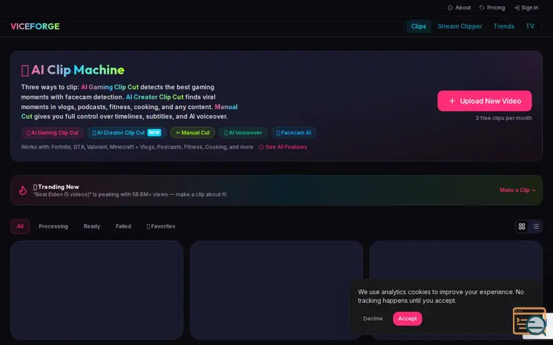 Screenshot of ViceForge