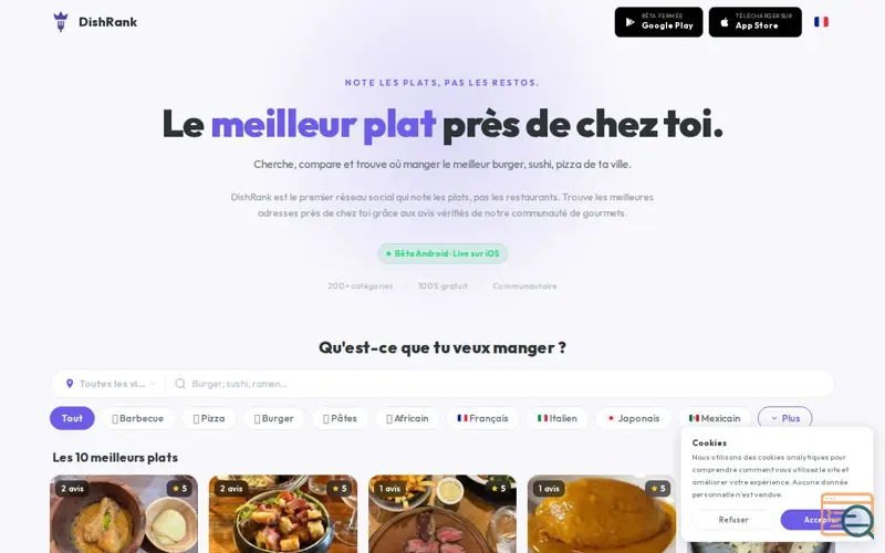 Screenshot of DishRank