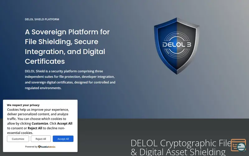 Screenshot of DELOL Digital Asset Protection Suite, a launch using iFastNet DNS