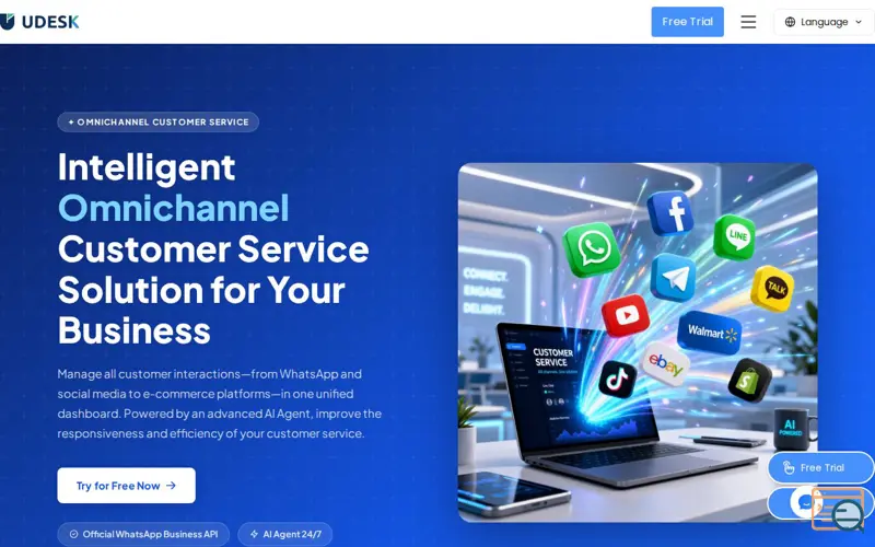 Screenshot of Udesk Omnichannel, a launch using Google Ads