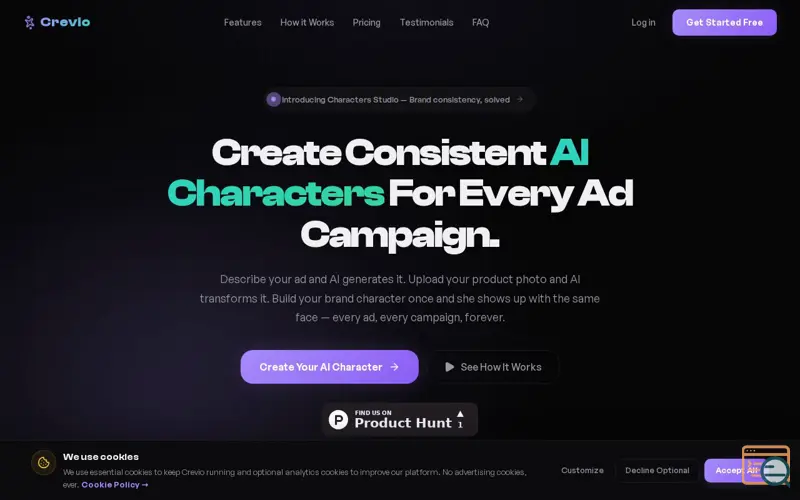 Screenshot of Crevio — Create Scroll-Stopping Ad Creatives with AI