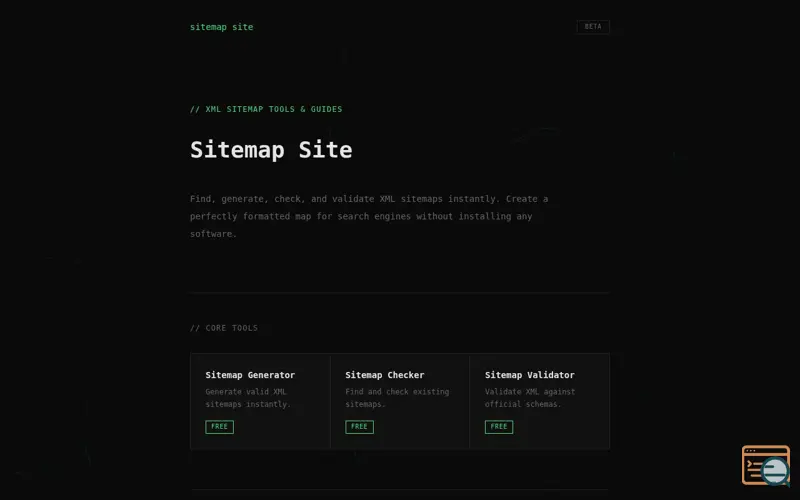 Screenshot of Sitemap.site — XML Sitemap Generator, Checker & Guide