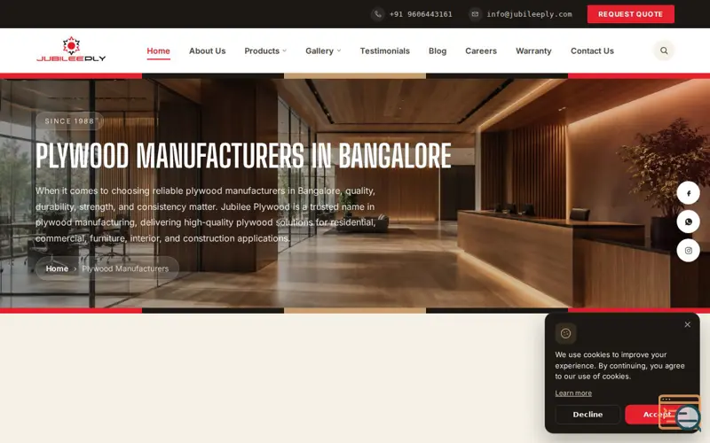 Screenshot of Plywood Manufacturers in banglore