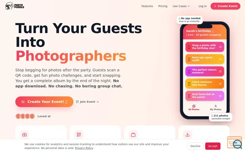 Screenshot of Photo Poodle, a launch using StartupBase