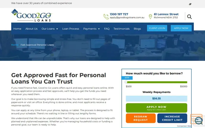 Screenshot of Personal Loans