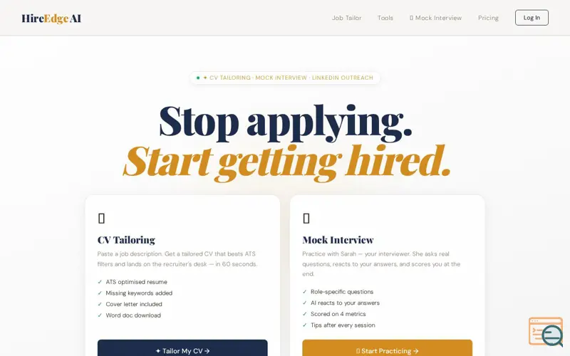 Screenshot of Fix your CV. Nail the interview