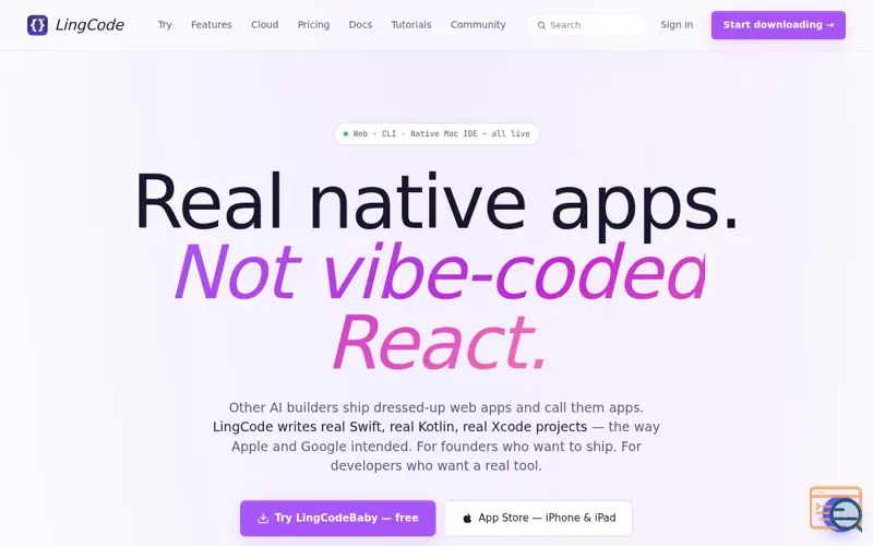 Screenshot of LingCode