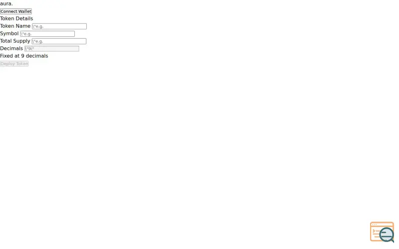 Screenshot of aura. — token deployer